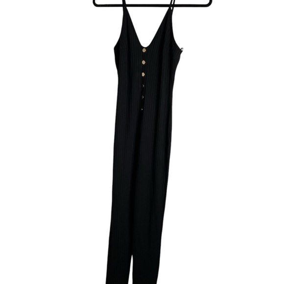 Trac woman’s Size Medium Black Button-Front Jumpsuit - Picture 1 of 5